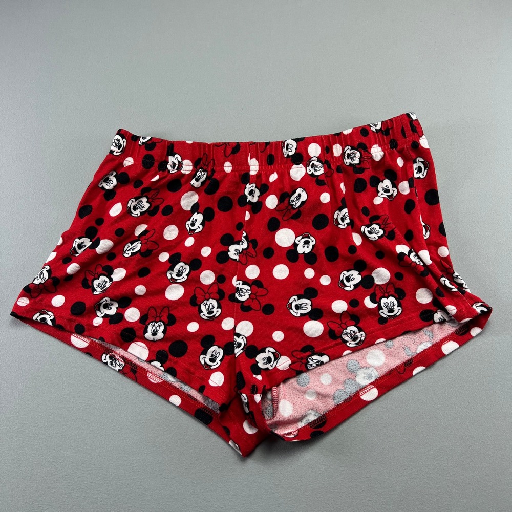 Disney Mickey & Minnie Mouse Sleep Shorts Womens Large 12-14 Red Graphic Print